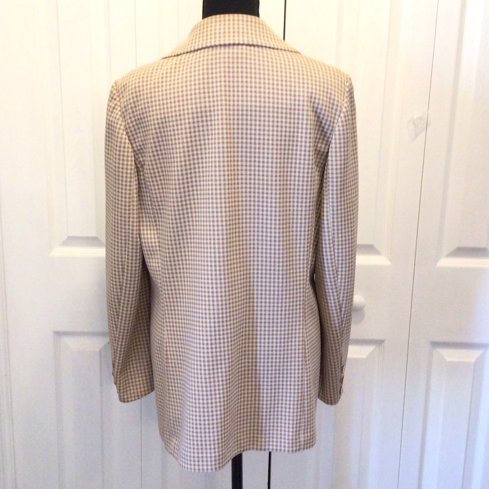 Vintage Bleyle For Hooper Womens 70’s Tan Checked Blazer Jacket Size 16 - Picture 10 of 16